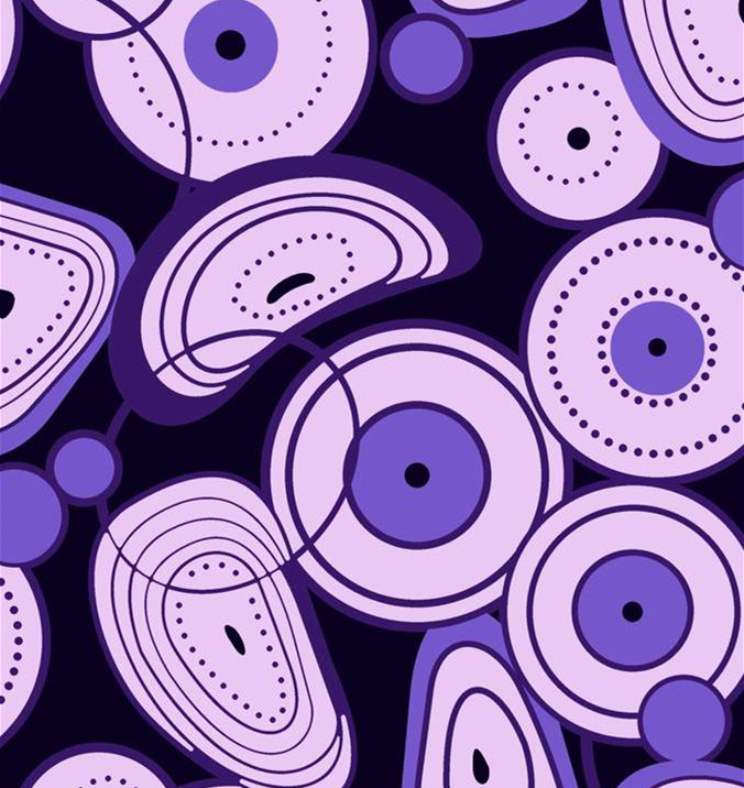 紫色抽象几何面料印花素材,适用于服装印花设计与数码印染