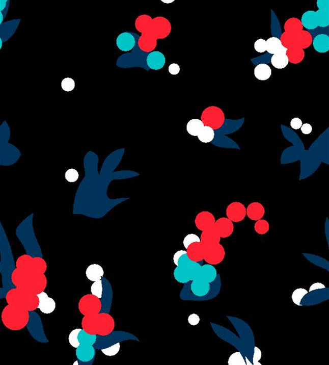 抽象几何花卉面料印花素材,适用于T恤与连衣裙服装印花设计