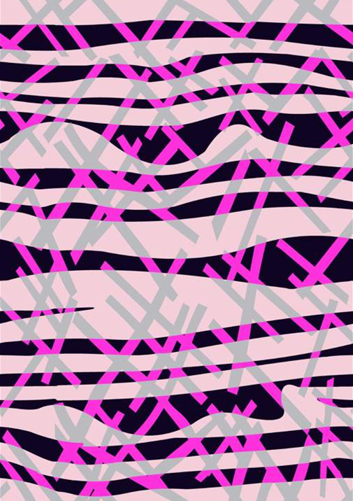 抽象波浪线条面料印花素材,适用于潮流服装印花设计