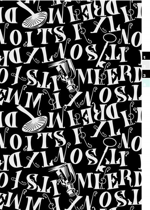 黑白字母与器物混搭风面料印花素材,适用于服装印花设计