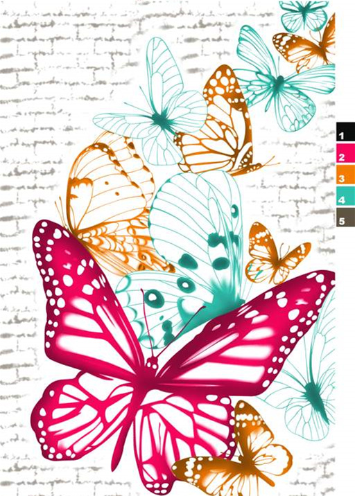 彩色蝴蝶群舞面料印花素材,适用于春夏服装印花设计