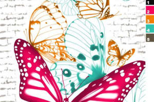 彩色蝴蝶群舞面料印花素材，适用于春夏服装印花设计