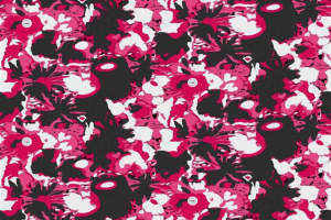 高对比度粉黑花卉面料印花素材，适用于潮流服装印花设计