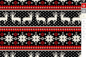 北欧风驯鹿雪花条纹面料印花素材，适用于服装印花设计