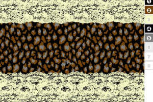 豹纹底纹配米白蕾丝边面料印花素材，适用于服装印花设计