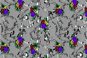 复古链条花卉面料印花素材，适用于服装印花设计与数码印染