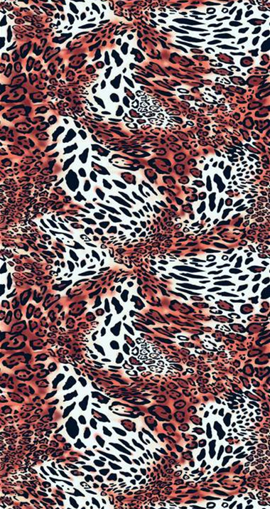 红棕豹纹面料印花素材图,适用于服装印花设计与数码印染