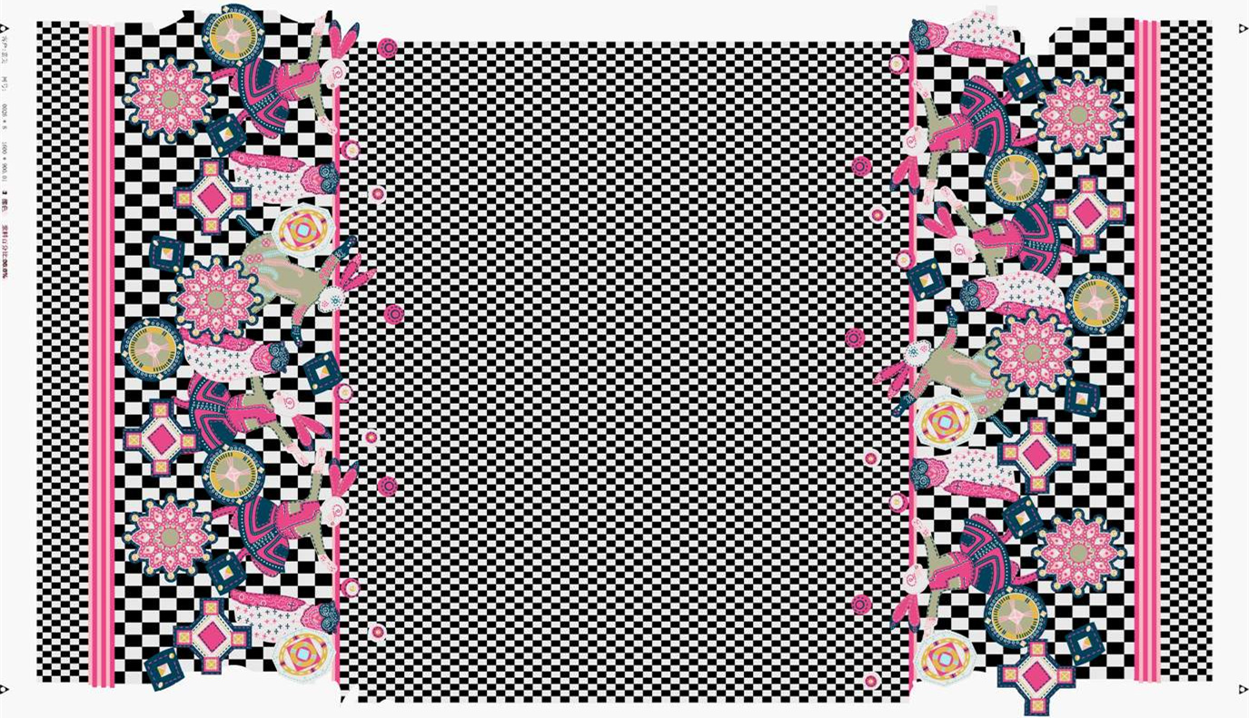 复古波普风面料印花素材,适用于服装印花设计的边饰花型图