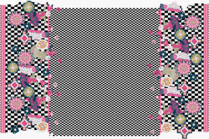 复古波普风面料印花素材，适用于服装印花设计的边饰花型图