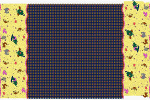 复古童趣动物边饰面料印花素材，适用于儿童服装印花设计