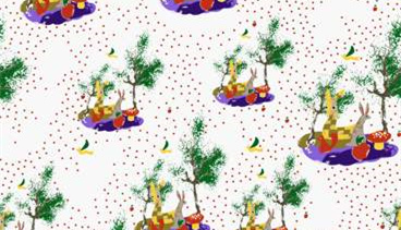 童趣森林小鹿主题面料印花素材,适用于儿童服装印花设计