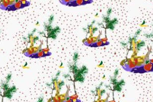 童趣森林小鹿主题面料印花素材，适用于儿童服装印花设计