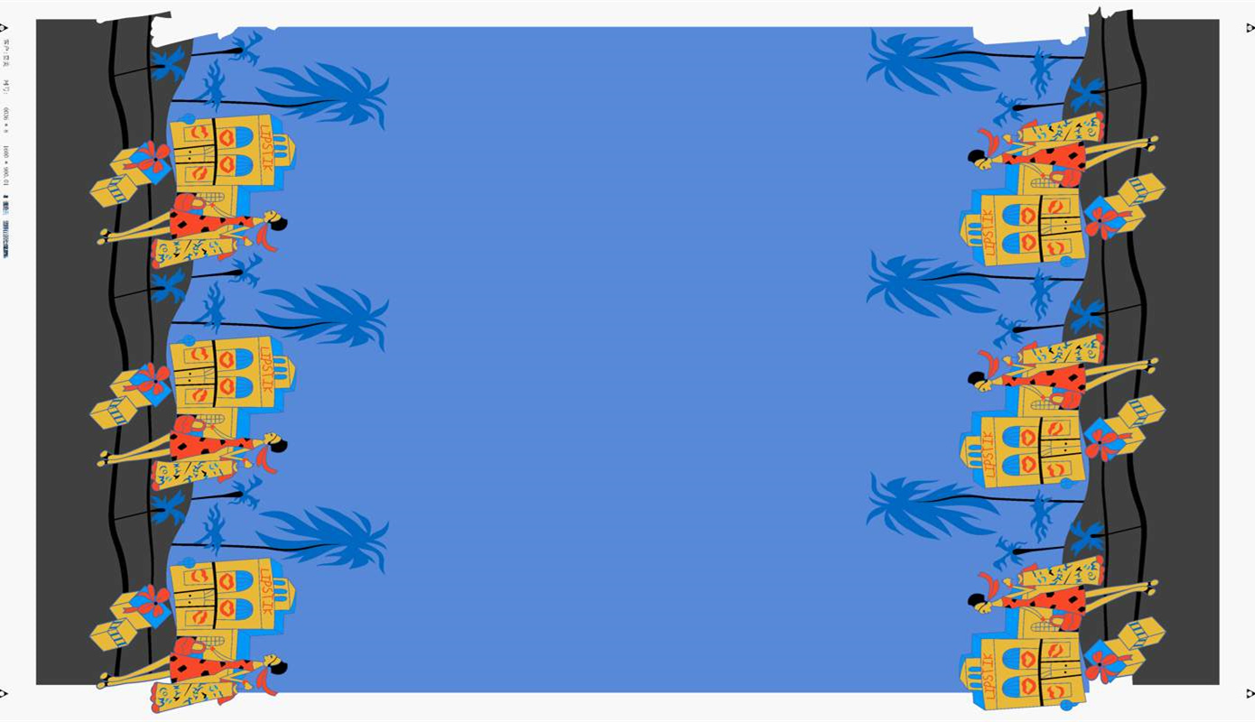 热带风情街道插画风面料印花素材,适用于服装印花设计