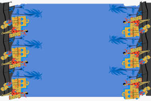 热带风情街道插画风面料印花素材，适用于服装印花设计