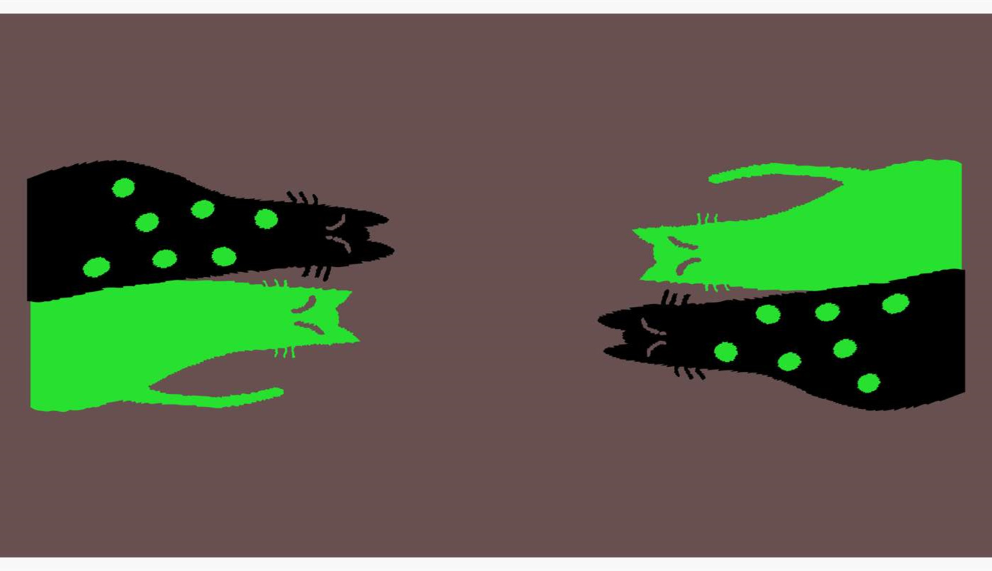 简约波点猫形图案面料印花素材,适用于服装印花设计