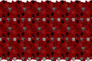 复古咖啡杯主题面料印花素材，适用于服装印花设计