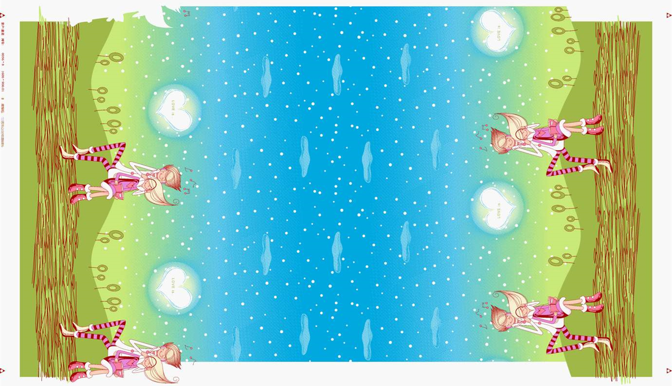 梦幻少女风面料印花素材,适用于T恤与童装服装印花设计