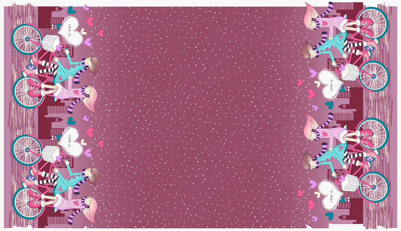 浪漫骑行主题面料印花素材,适用于少女风服装印花设计