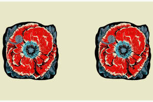 复古手绘虞美人面料印花素材，适用于服装印花设计与数码印染