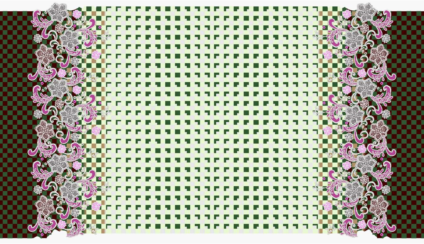 复古花卉边饰面料印花素材,适用于服装印花设计与裁片装饰