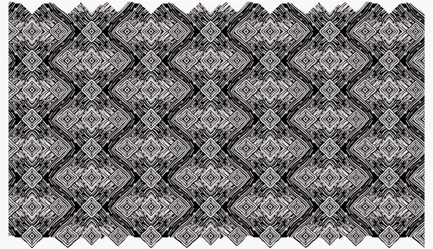黑白几何菱形波浪纹面料印花素材,适用于服装印花设计