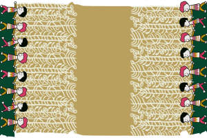 手绘童趣人物线条风面料印花素材，适用于儿童服装印花设计