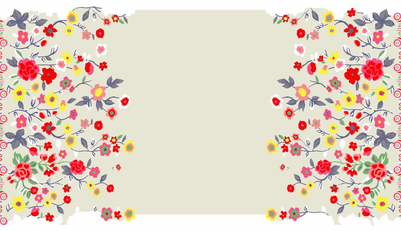 清新花卉边框面料印花素材,适用于春夏服装印花设计