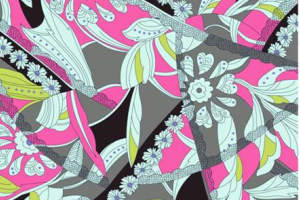 抽象花卉几何风面料印花素材，适用于服装印花设计与数码印染