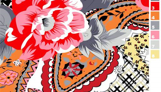 复古花卉与佩斯利纹样结合的服装印花素材,适用于面料印花设计