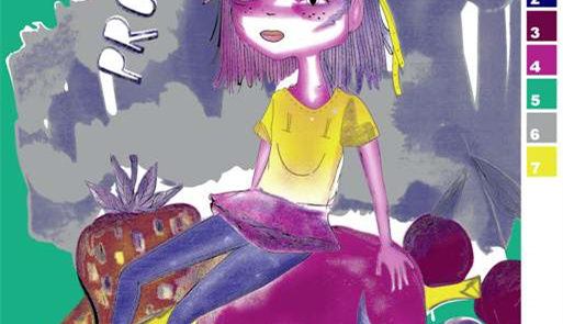 梦幻紫调插画风面料印花素材,适用于少女系服装印花设计