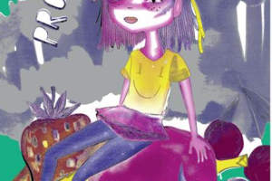 梦幻紫调插画风面料印花素材，适用于少女系服装印花设计