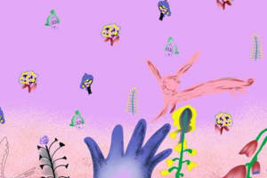 梦幻手绘风面料印花素材，适用于儿童服装与创意服饰设计