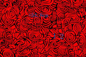 红黑漩涡玫瑰面料印花素材，适用于服装印花设计与数码印染