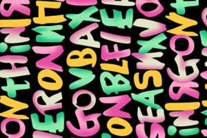 彩色涂鸦字母面料印花素材，适用于潮牌服装印花设计