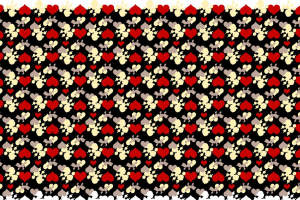 复古爱心与碎花交织的服装印花素材，适用于T恤与连衣裙面料印花设计