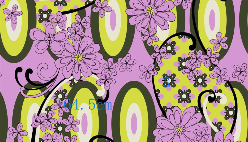 复古紫绿撞色花卉面料印花素材,适用于服装印花设计