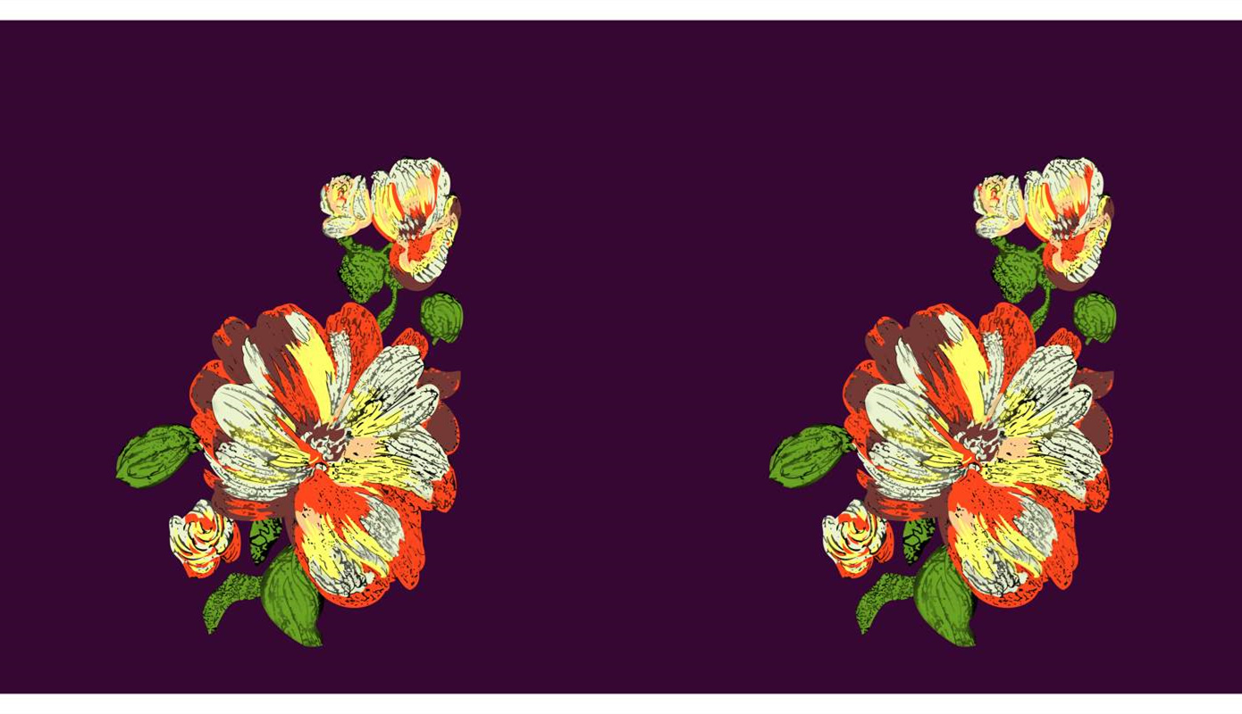 复古手绘风花卉面料印花素材,适用于服装印花设计与数码印染