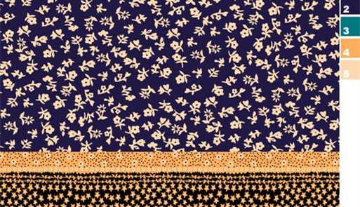 深蓝底米白碎花面料印花素材,适用于春夏服装印花设计