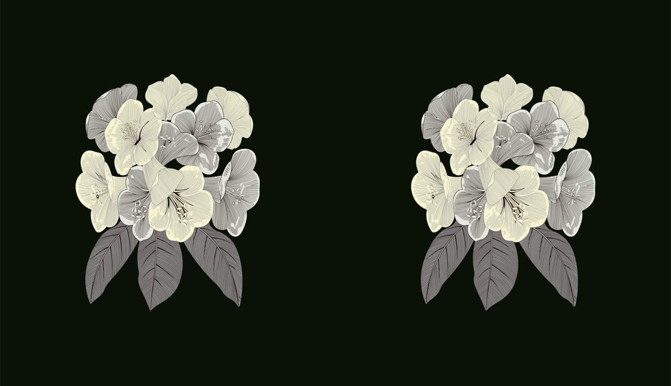 简约线描花卉面料印花素材,适用于服装印花设计与数码印制