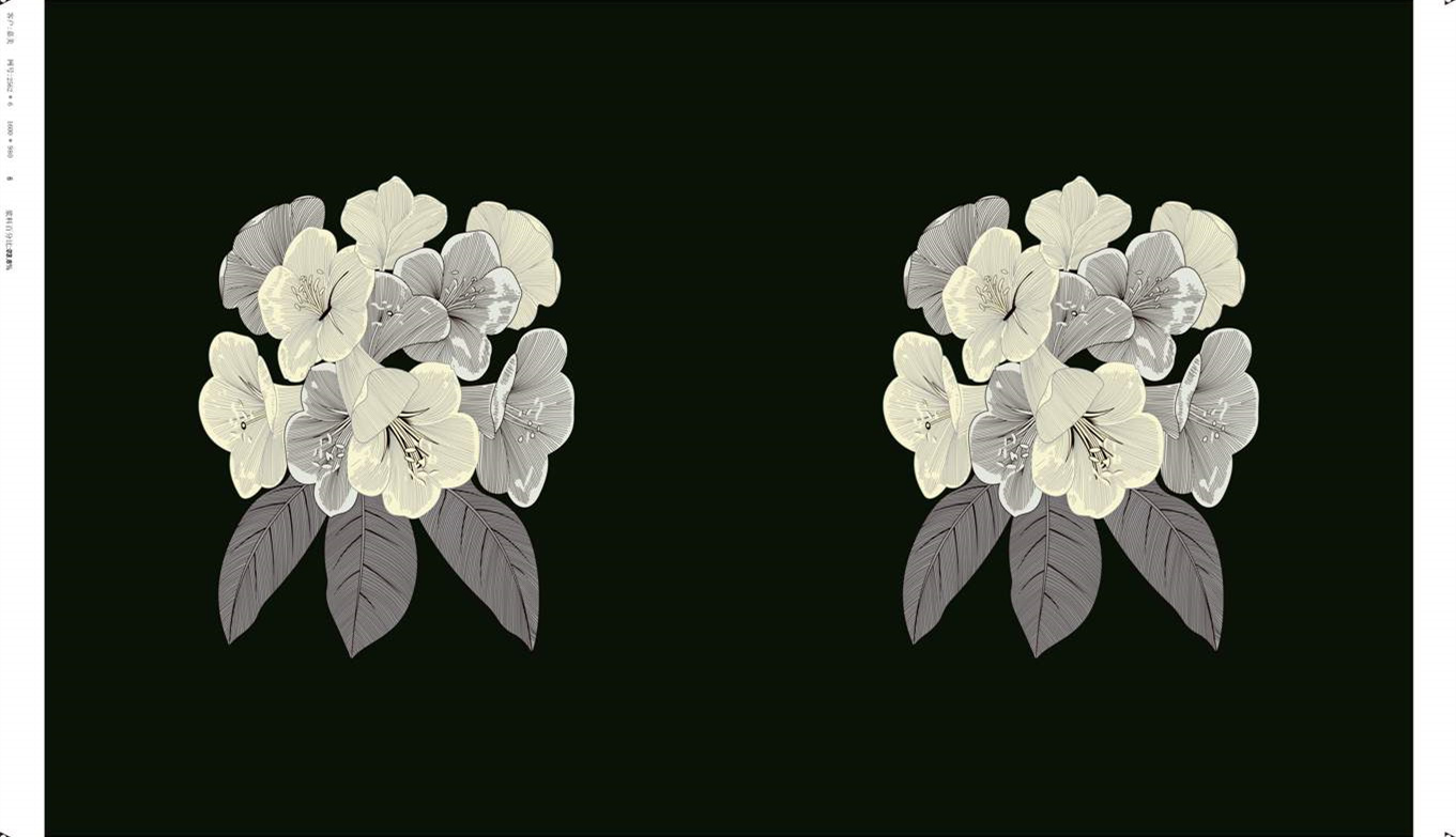 简约手绘杜鹃花面料印花素材,适用于服装印花设计