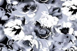 黑白水墨风花卉面料印花素材，适用于服装印花设计与数码印制