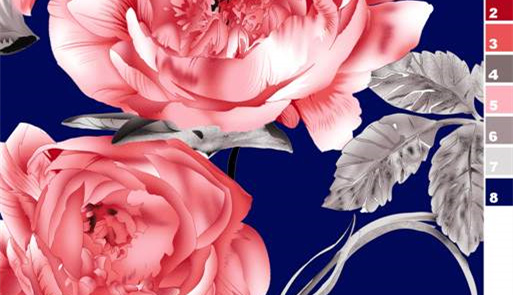 复古玫瑰花卉面料印花素材,适用于高端服装印花设计