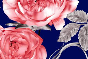 复古玫瑰花卉面料印花素材，适用于高端服装印花设计