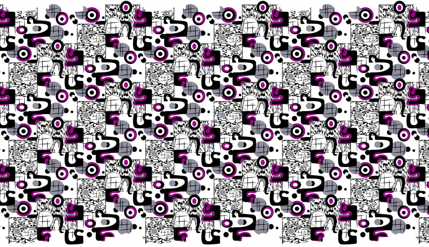 抽象几何拼贴风面料印花素材,适用于潮流服装印花设计