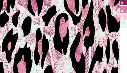粉黑豹纹面料印花素材图,适用于服装印花设计与数码印染