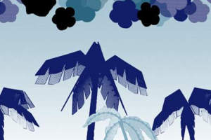 蓝调热带风情面料印花素材，适用于夏季服装印花设计