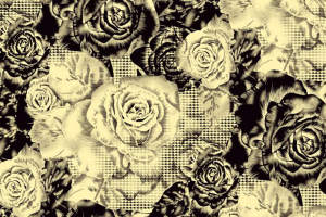 复古玫瑰线条风面料印花素材，适用于服装印花设计与数码印染