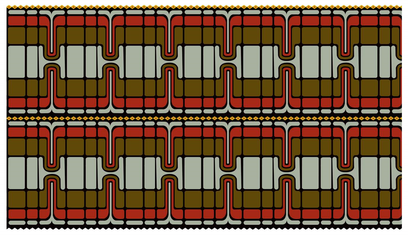 复古几何波浪纹面料印花素材,适用于服装印花设计