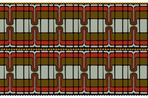复古几何波浪纹面料印花素材，适用于服装印花设计