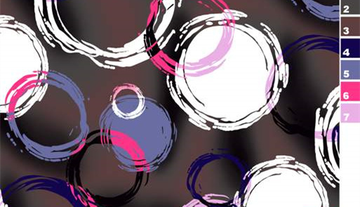 抽象手绘圆环面料印花素材,适用于服装印花设计与数码印染